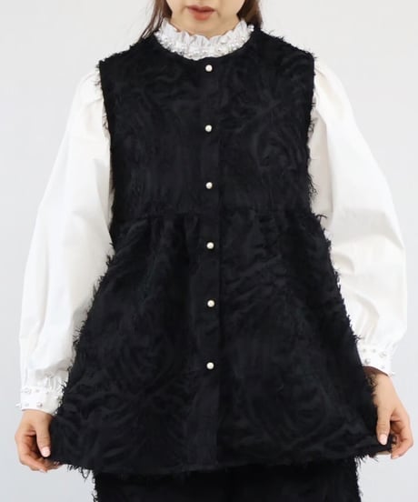 fringe jacquard vest