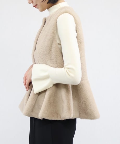 faux fur peplum vest