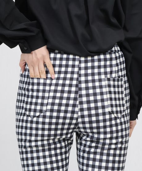 gingham check stretch pants
