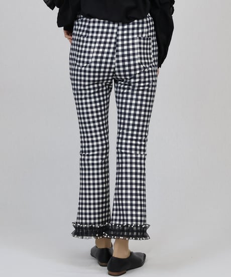 gingham check stretch pants