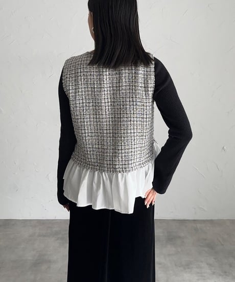 frill tweed vest