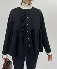 frill pearl button peplum jacket