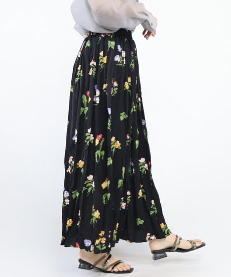 floral crush pleats skirt