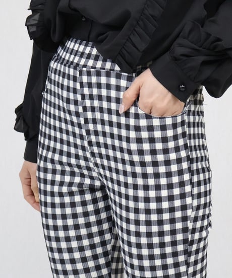 gingham check stretch pants