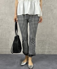 gingham check stretch pants
