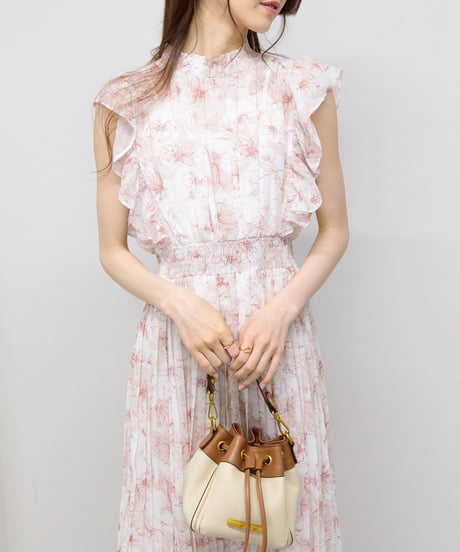 chiffon floral pleated one-piece