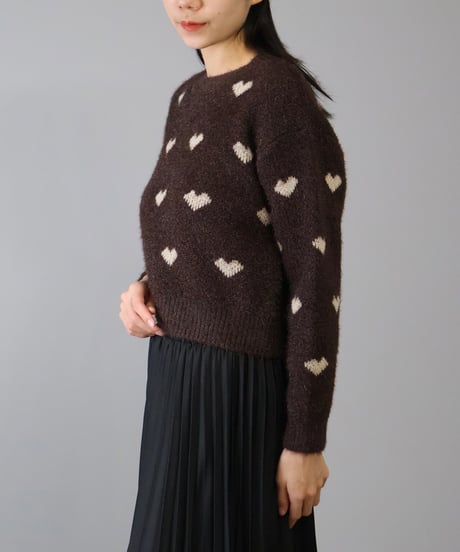 heart short knit pullover