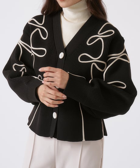 ribbon pattern cardigan