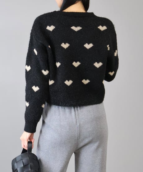 heart short knit pullover