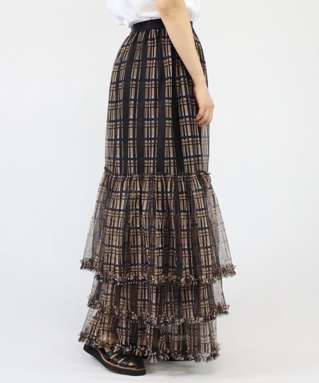 check pattern frill skirt