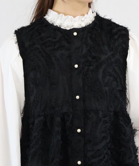 fringe jacquard vest
