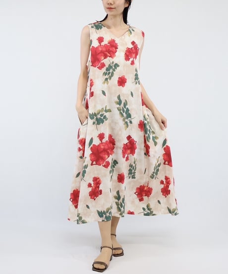 print sleeveless one-piece