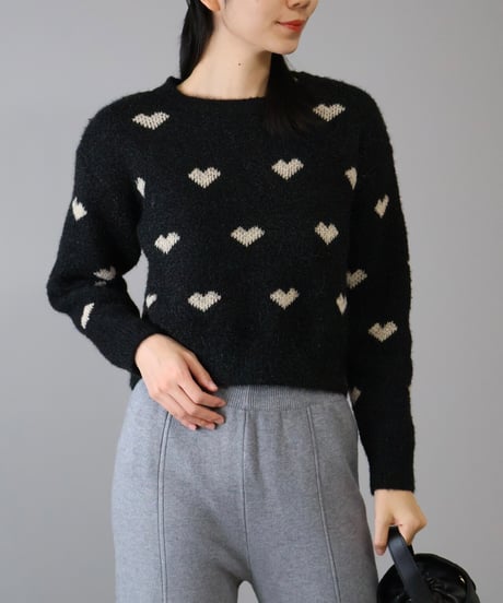 heart short knit pullover