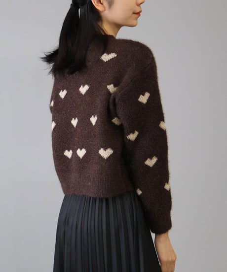 heart short knit pullover