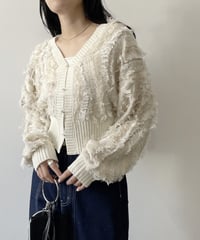 mix fringe knit cardigan