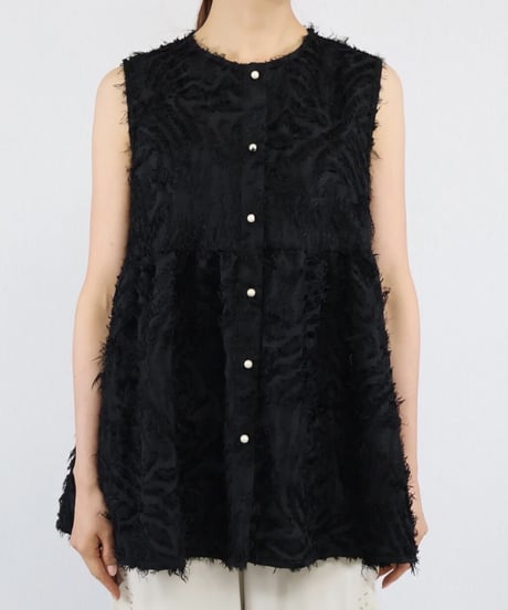 fringe jacquard vest