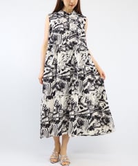 henry neck print one-piece