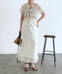 lace shirred blouse