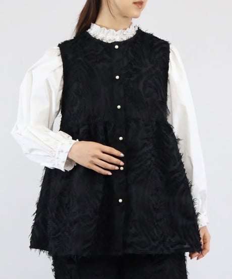 fringe jacquard vest