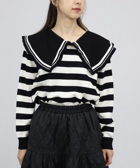 boarder with collar knit tops