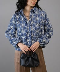 denim sequins flower jacket
