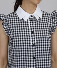 gingham check blouse