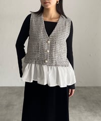 frill tweed vest