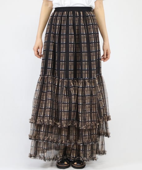 check pattern frill skirt