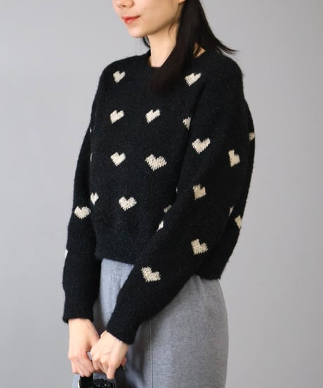 heart short knit pullover