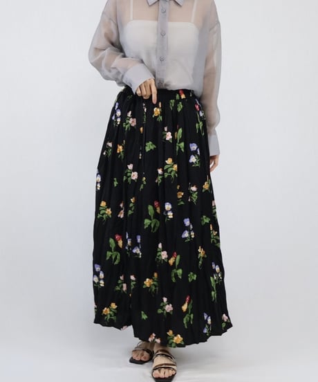 floral crush pleats skirt