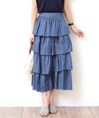 tiered denim skirt