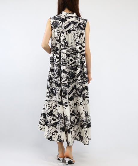henry neck print one-piece