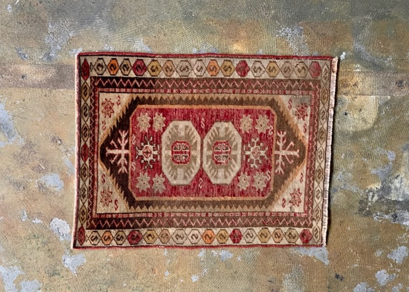 vintage rug トルコ絨毯 オールドカーペット ミニサイズ | chic vintage rug トルコ絨毯 オールドカーペット ミニサイズ | chic