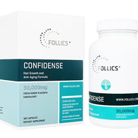 【(Follics) コンフィデンス30000mg　(男性用) 　180カプセル】抜け毛をケアすると共に髪や肌の健康を維持する男性用サプリメントです。