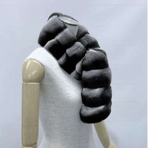 チンチラロングマフラー CM-9 123×9 ⑤ ブラックベルベット | パショーネ