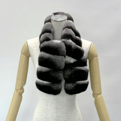 ベルベットブラックミンク　マフラー チンチラロングマフラー CM-9 123×9 ⑤ ブラックベルベット | パショーネ