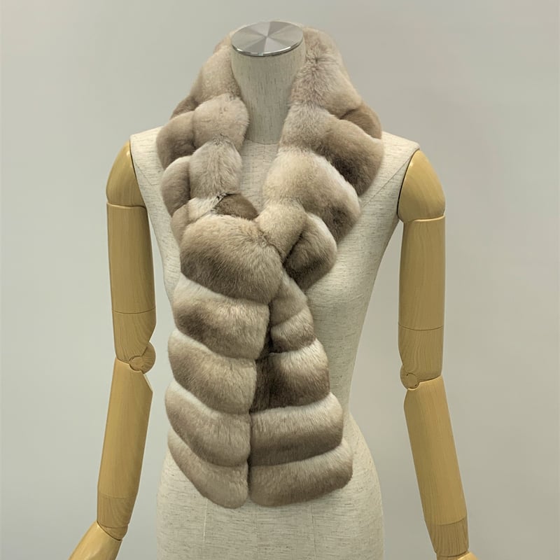 チンチラロングマフラー CM-7 148×9 ⑥ ナチュラルベージュ