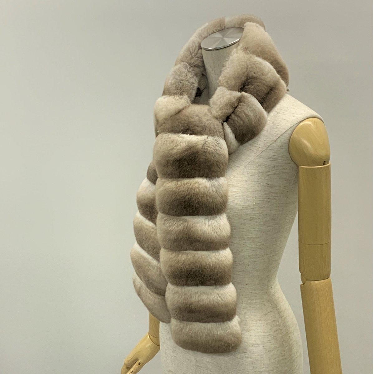 希少色　チンチラ　マフラー チンチラロングマフラー CM-7 148×9 ⑥ ナチュラルベージュ