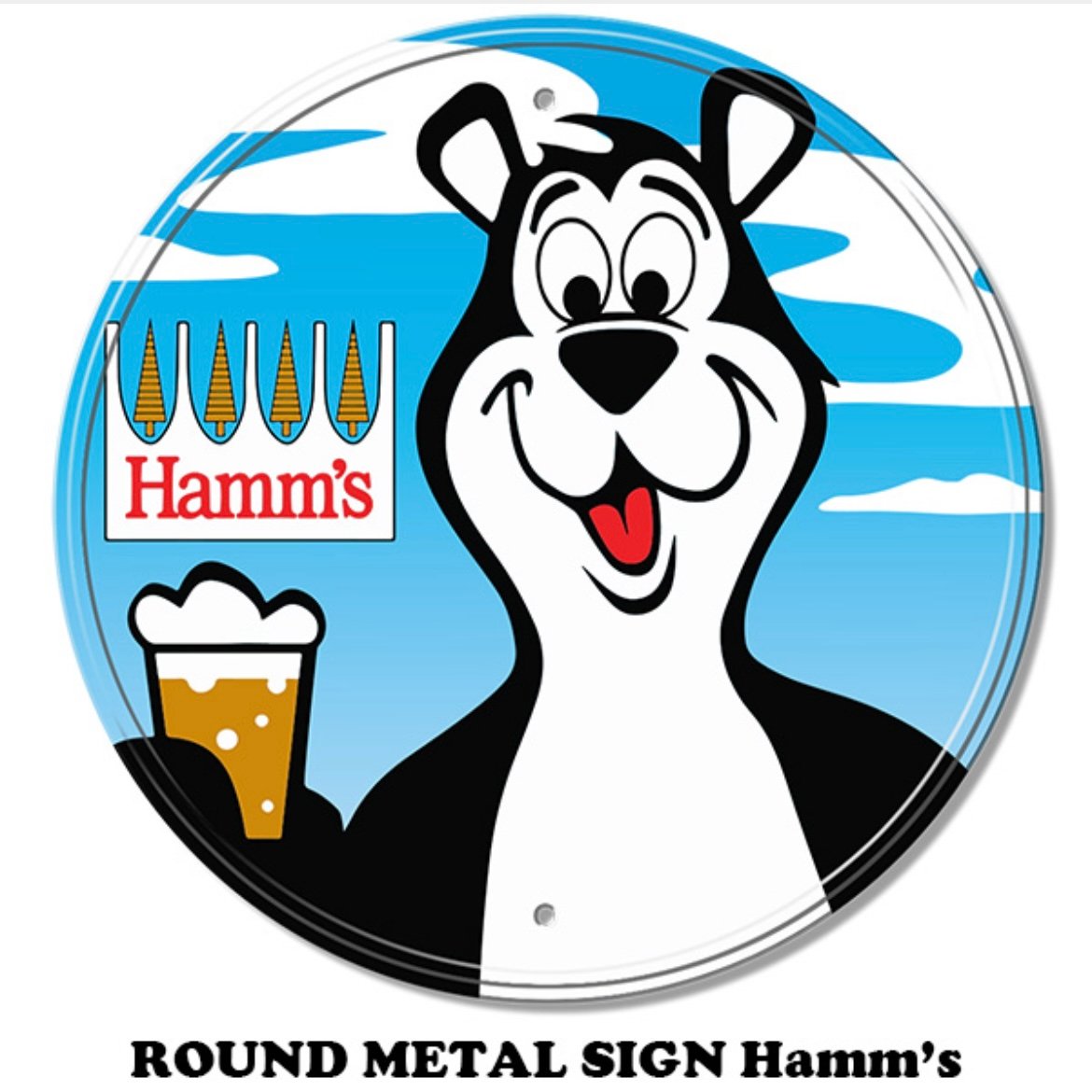 アメリカン雑貨 Hamm's BEER ハムズ ビール ハムズベア アドバタイジング】ラウンド メタルサイン Hamm's ハムズ ブルワリー