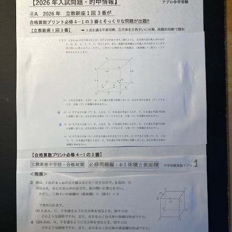 【早割】2027年版　 立教新座中学校 合格算数プリント ★2026年入試的中