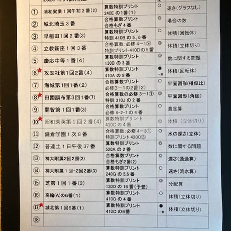 【早割】2027年版　 白百合学園中学校 合格算数プリント