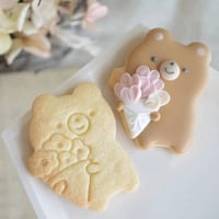 くまさん花束クッキー型 / 型抜き バレンタイン 手作り 焼き菓子 プチギフト アイシング 謝恩会 パーティー  お祝い くま テディベア 花