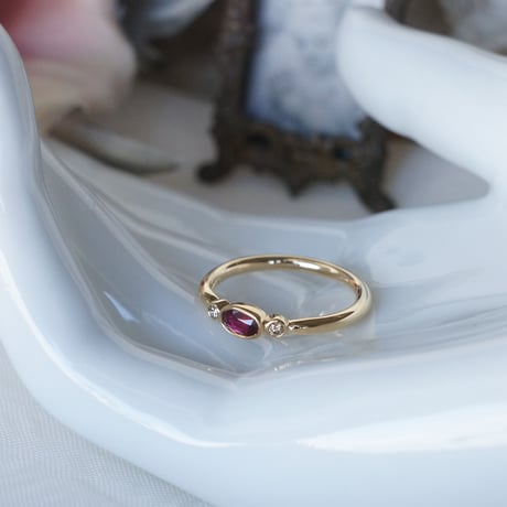 非加熱ルビー（0.197ct）リング（K18YG）