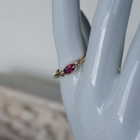 非加熱ルビー（0.197ct）リング（K18YG）