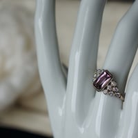 美色パープル スピネル1.15ct D0.24ct K18WGリング #12