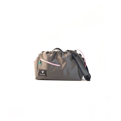 ROPE BAG "TYPE KINCHAKU”  shine gray ×light pink