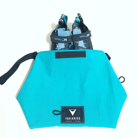 ISHIARISU”Classic roll bag”Wrikle turquoise × lemon