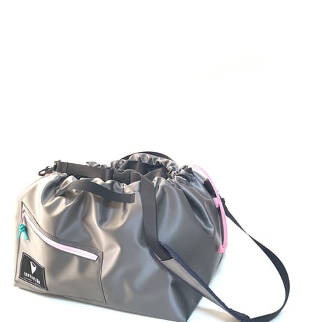 ROPE BAG "TYPE KINCHAKU”  shine gray ×light pink