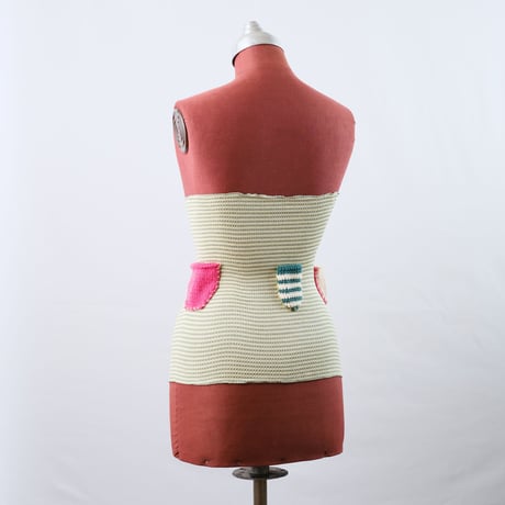 マリーネ×カツケメイド シルク腹巻　グリーン＋水玉ポッケ（黄色）