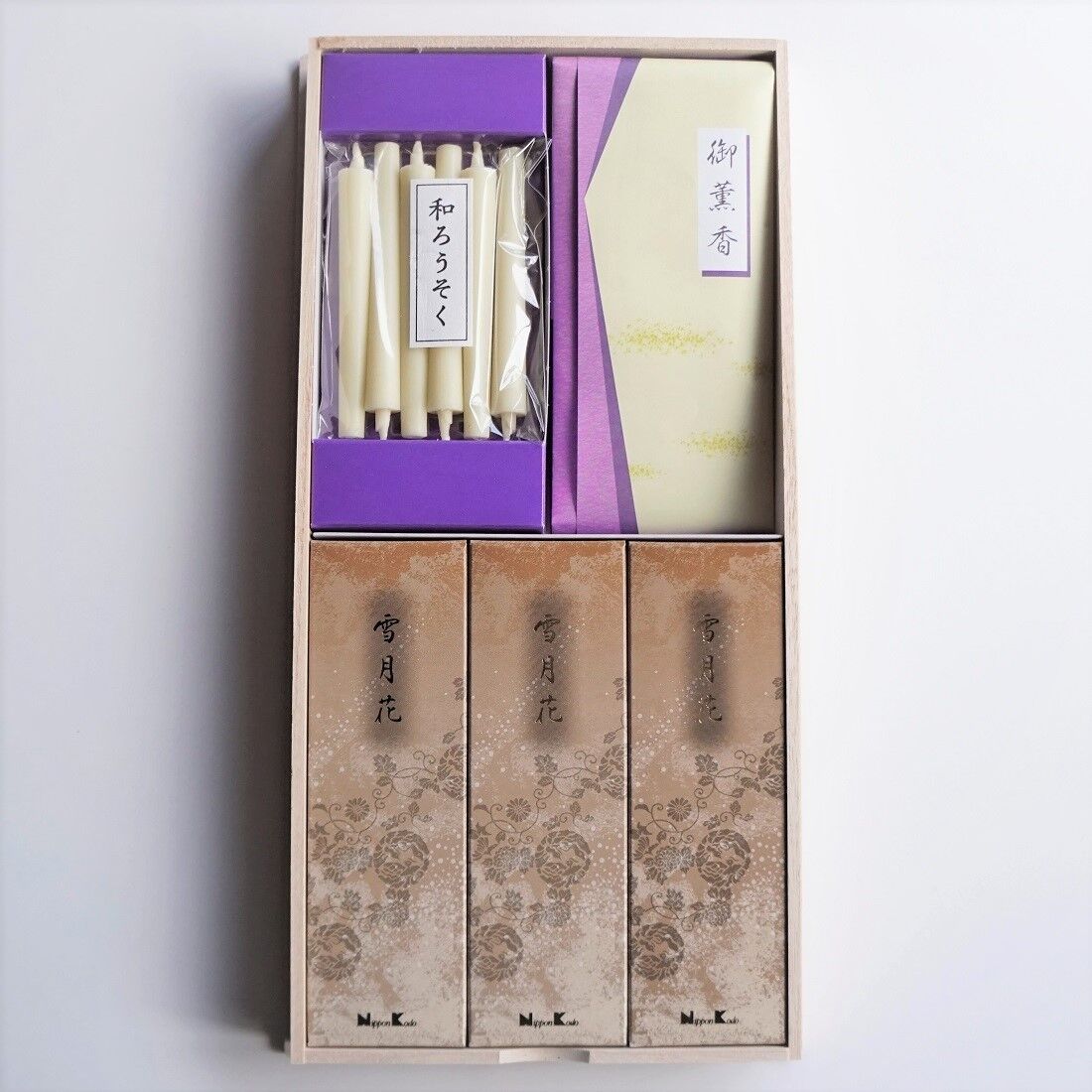 三種香 雪月花 3600 桐箱 | 高澤ろうそく 公式オンラインショップ